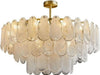 24In Gold Crystal Chandelier Modern Pendant Lighting 6-Light round Crystal Chandeliers for Kitchen Island Cloud Glass Multi-Tier Light Fixture for Dining Room, Living Room, Kitchen