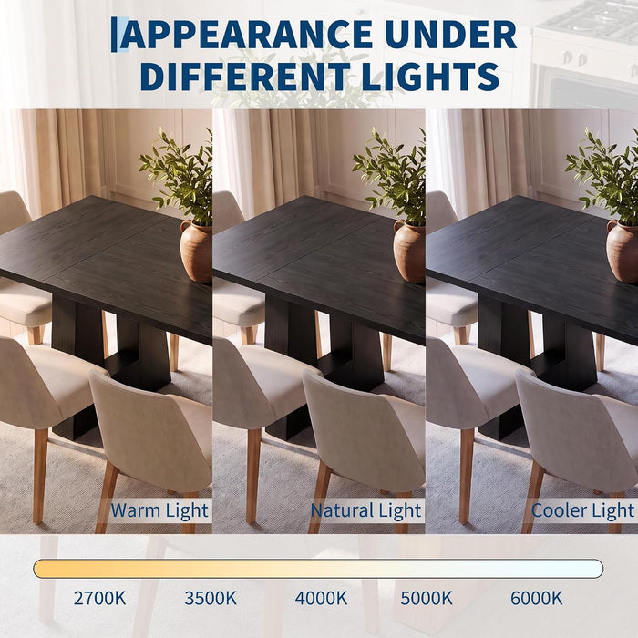 63" Dining Table for 4-6 People, Modern Kitchen Table, Black