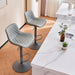 All Grey Bar Stools Set of 2, Upholstered Counter Height Bar Stool, Adjustable Swivel Faux Leather Barstools, with Padded Back, Metal Base, Kitchen Chairs for Home Island