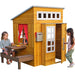 Playhouses, Modern Outdoor Wooden Playhouse with Picnic Table, Mailbox and Outdoor Grill ,Gift for Ages 3+