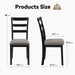 Dining Chairs Set of 2, Wooden Upholstered Kitchen Chairs with Solid Wood Legs & High Ladder Back, 275Lbs Capacity, Comfortable Farmhouse Style Kitchen Accent Chairs for Dining Room, Black