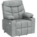 Grey Power Recliner with Massage & Heat