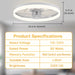 24'' Ceiling Fan with Light, Upgraded Low Profile Ceiling Fan with Light, Dimmable Flush Mount Ceiling Fan with Light, Fan Light, 6 Speeds, App & Remote Control, Quiet Fan for Bedroom, Kitchen