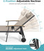 Outdoor Lounge Chair with Pillow, 5-Position Aluminum Chaise Lounge with Wheels & Armrests, 400 Lbs Heavy Duty Patio Pool Chair for Deck, Backyard, Beach & Poolside, Khaki