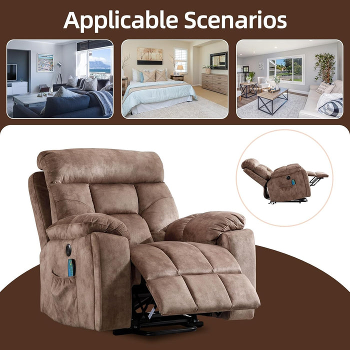 Large Power Recliner with Massage, Heat, and USB