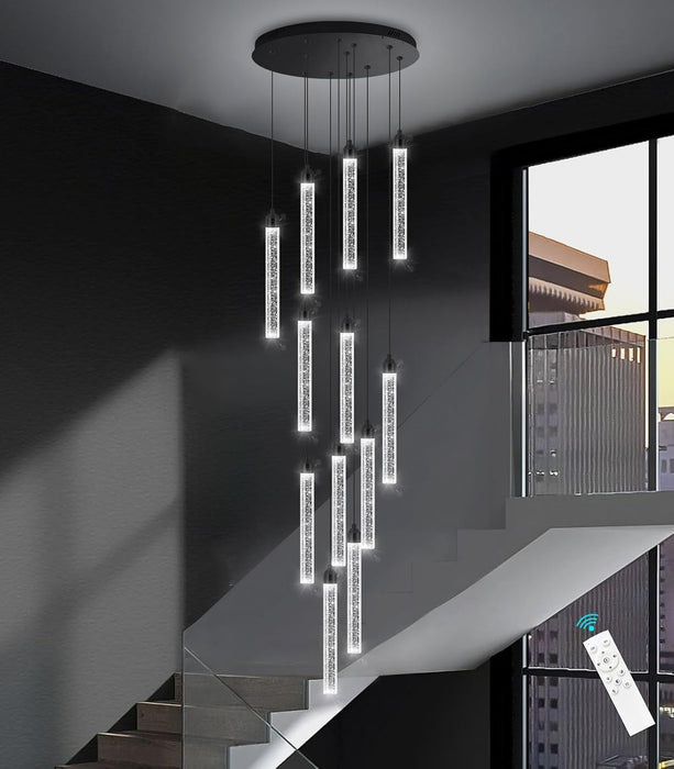 Black TwelveLight LED Dimmable Crystal Chandelier Fixture