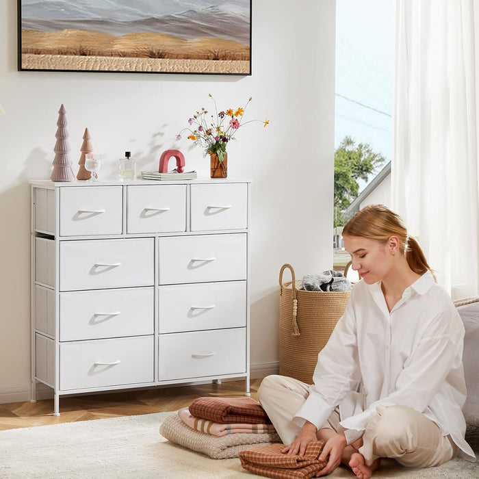 Sturdy Nine Drawer Dresser With Wardrobe Organization