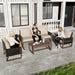 4 Piece Patio Furniture Set, Wooden Outdoor Furniture Conversation Set with Coffee Table, Modern PE Wicker Patio Chairs Conversation Sets with Sofa for Garden, Terrace, Porch, Balconies, Lawns