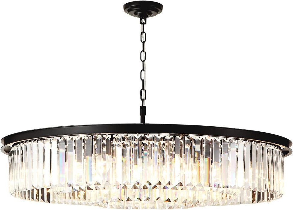 Black 39 Inch Crystal Chandelier Contemporary Lighting