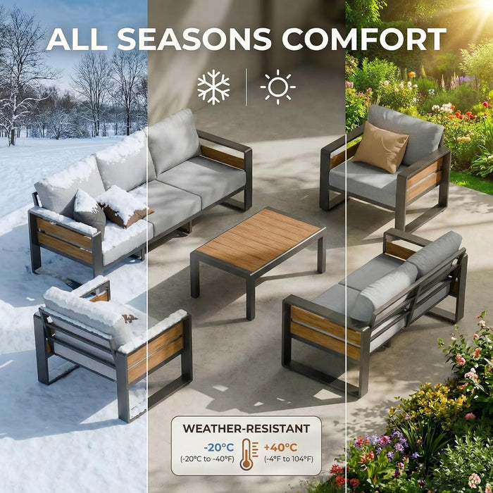 Aluminum Outdoor Patio Furniture Set with Table,7 Seat,Dark Gray