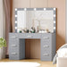 Vanity Table, Makeup Table with Lighted Mirror, 3 Color Lighting Modes, Brightness Adjustable, Dressing Table with Drawers