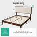 Queen Size Bed Frame with 3-Level Adjustable Upholstered Headboard