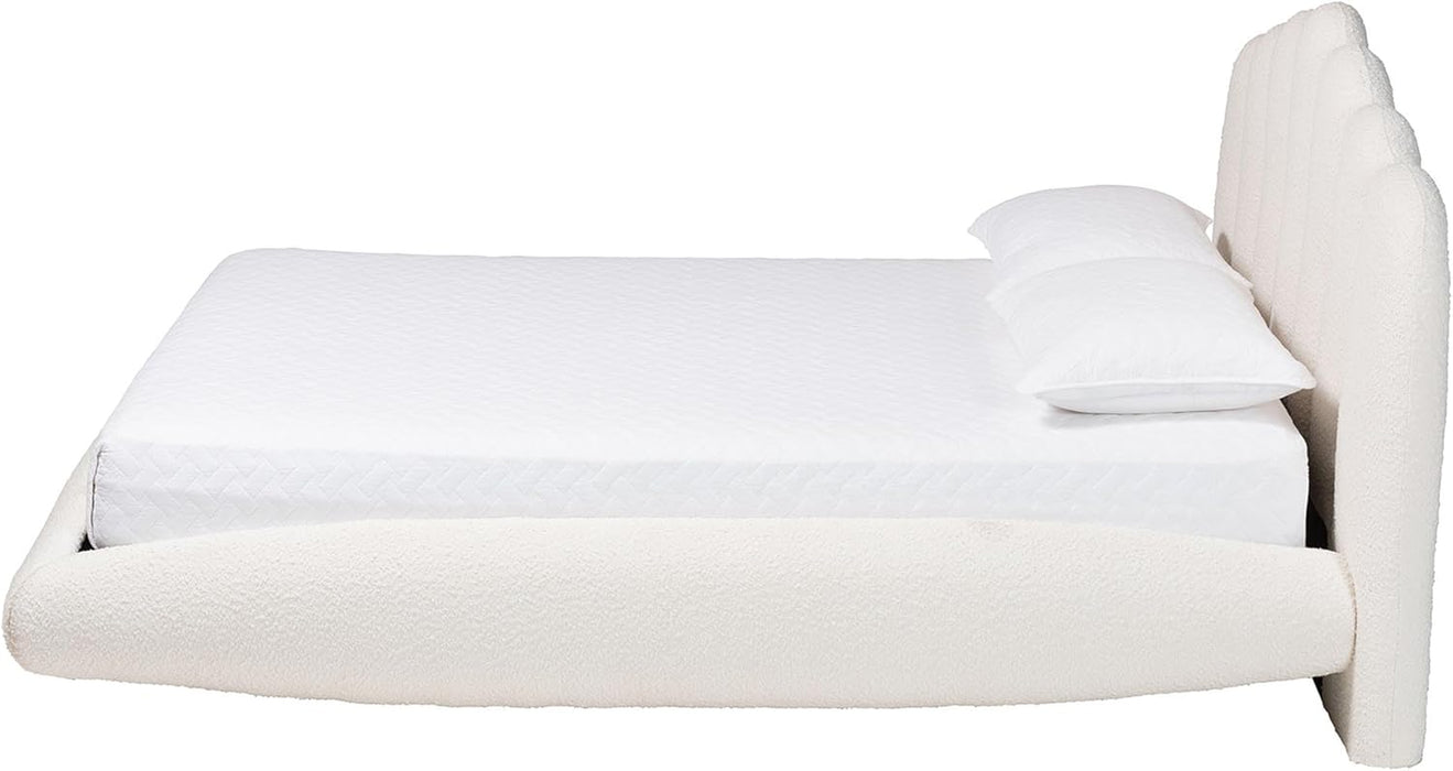 Grenier Boucle Fabric Floating Bed, King, Cream