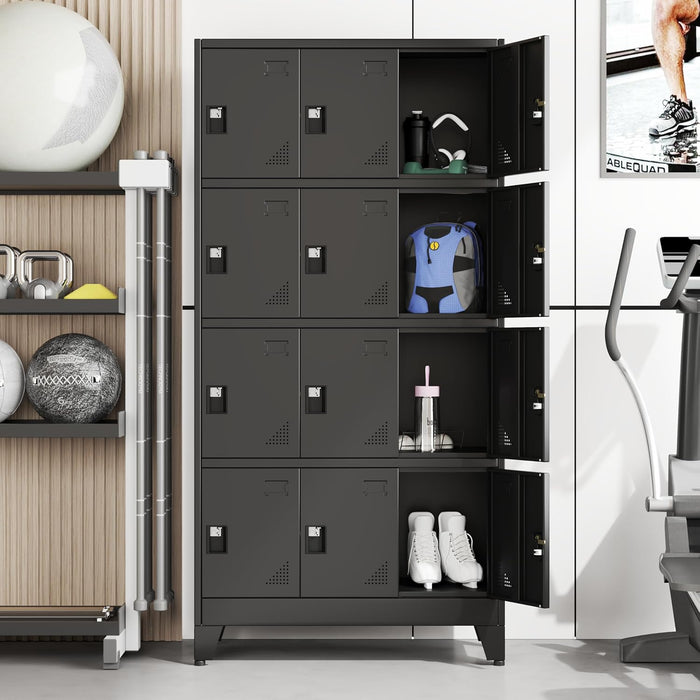 12 Doors Metal Storage Lockers Cabinet for Employees,71" Employees File Storage Locker Cabinets with 12 Lockable Doors and Lock,Tall Steel Looker Cabinet for Gym, School,Office,Stuff,Black