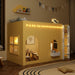 Twin-Size Solid-Wood Loft Bed With LED-Illuminated Yellow