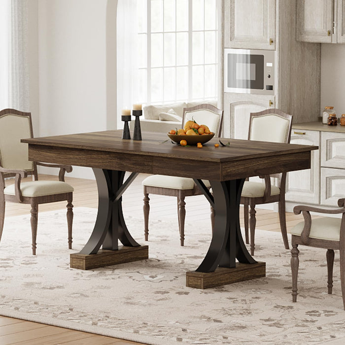 Farmhouse Dining Table for 4-6, 63-Inch Dining Table