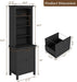 Farmhouse Lateral File Cabinet 2 Drawer and 71" Tall Bookcases Sets, 46" Filing Cabinets with Power Outlets & Storage Shelf, 3 Pcs Home Office Furniture Set, Black