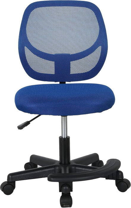 Kids Adjustable Mesh Low-Back Swivel Study Desk Chair with Footrest, Blue