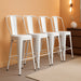 24 Inches Metal Bar Stool Set of 4 Counter Height Barstool with Back Seat, White