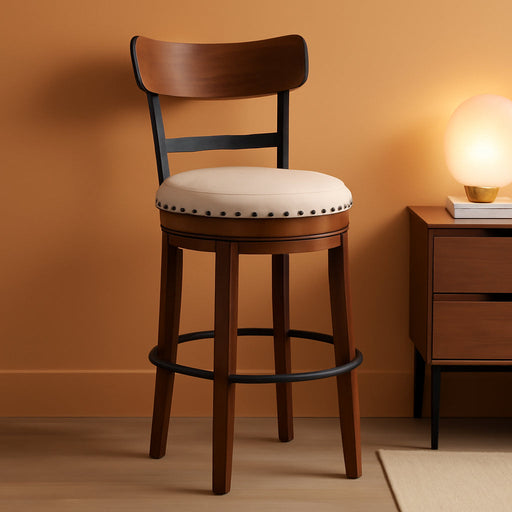 Valebeck 30" Farmhouse Pub Height Barstool, Brown