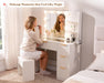 36Inch ElegantFluted White Vanity Desk With LEDMirror