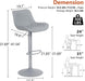 All Grey Bar Stools Set of 2, Upholstered Counter Height Bar Stool, Adjustable Swivel Faux Leather Barstools, with Padded Back, Metal Base, Kitchen Chairs for Home Island