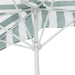 Beverly 9 Ft. Coastal Green and White Striped Half Patio Umbrella with Scalloped Fringe, Crank Lift, and Manual Tilt for Balcony, White Pole UMB1201L
