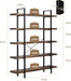 Heavy Duty 5 Tier Industrial Bookcase for Home Office, Rustic Brown | 47" Wide Wood Bookshelf,120 Lbs Shelf Capacity, Rustic Open Shelving Display,3Cm Upgraded Thicken Board,Easy to Assemble