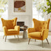 Velvet Mustard Wingback Accent Armchair With Tufting