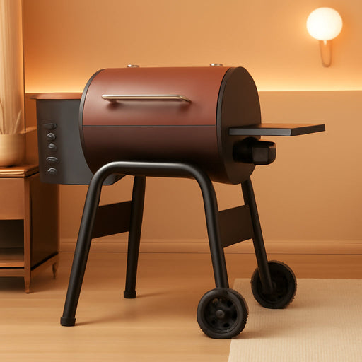 Wood Pellet Grill Smoker for Outdoor Cooking, 456 SQ. in Cook Area Electric Pellet Grill with Auto Feed & PID Temperature Control 180-425°F, 6-In-1 BBQ Grill & Rain Cover for Backyard