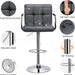Bar Stools, Adjustable PU Leather Swivel Barstools, Modern Counter Stools with Back and Footrest, Counter Height Barstools for Bar, Kitchen, Dining Room, Set of 2, Grey