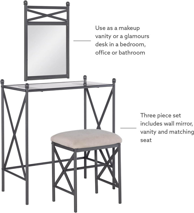 - 57752MTL-01-KD-U Mission Hills Vanity Set, 31" X 32" X 18", Metal