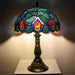 Tiffany Style Stained Glass Table Lamp 18.5 Inch - Blue Peacock Tail