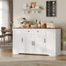 Buffet Cabinet with Storage & Charging Station, 53" Farmhouse Coffee Cabinet with Compartment Drawer, Sideboard Cabinets with Door and Adjustable Shelves for Kitchen, White
