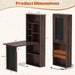 Small Folding Desk with Outlets, Convertible Writing Desk for Small Spaces/Home Office/Craft Room, Multi-Function Desk Workstation with Blackboard, Fold-Out Cabinet Table, Black Walnut