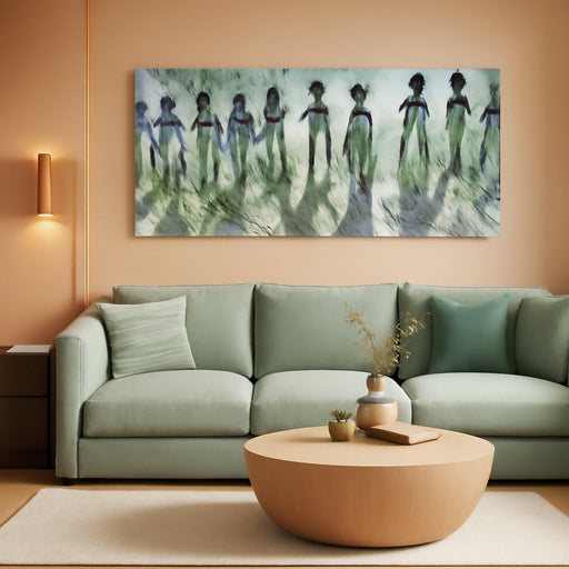 Black Women Canvas Wall Art, Large Wall Decor for Living Room, Green White Women Wall Art Print for Bedroom Office, Modern Canvas Art, 29X58 Inch