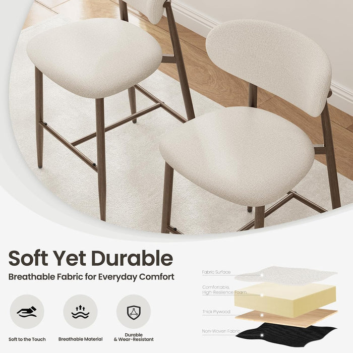 Counter Height Bar Stools with Backs Set of 4, Beige