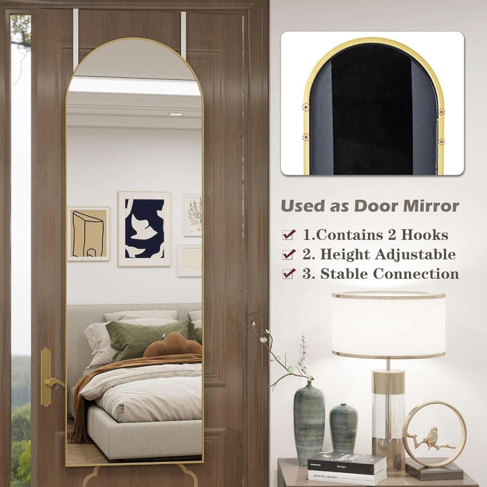 Door Mirror, Arched Full Length Mirrors over the Door, 14"X 48" Hanging or Wall Mirror, Full Body Mirrors, Gold