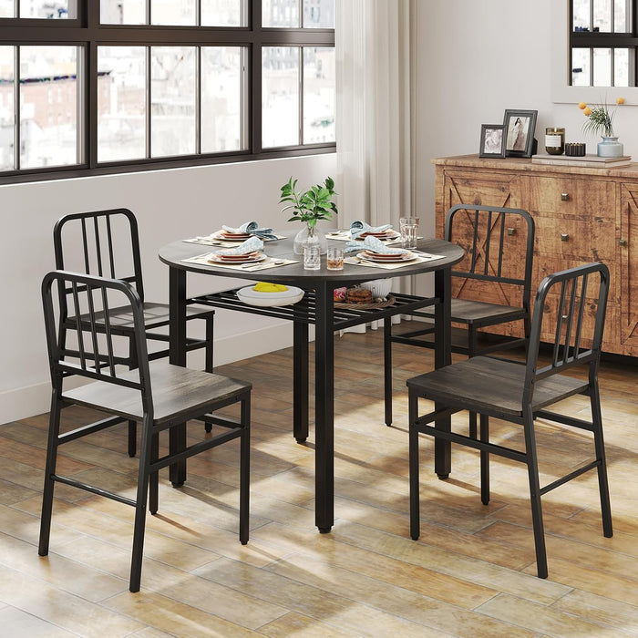 FortyInch Round Dining Table With StorageShelf Gray
