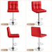 Bar Stools Set of 2, Adjustable PU Leather Swivel Barstools, Modern Counter Stools with Back and Footrest, Counter Height Barstools for Bar, Kitchen, Dining Room, Red