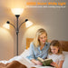 Torchiere Floor Lamps for Living Room,72" Dimmable Lamp with 2 Adjustable Reading Lights for Bedroom, Black Tall Standing Room Lamp, 3 Bulbs Included