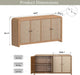 Oak Rattan Sideboard Buffet Cabinet, 60'', 4 Doors