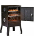 Outdoor Smoker with Door, Vertical Charcoal Smoker, Outdoors Charcoal Grill with 2 Detachable Grill Netting Smoking Racks, Suitable for Lawn Picnic Backyard BBQ, Small Families, Black