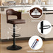 Swivel Bar Stools Set of 3,Bentwood Adjustable Height Barstools | Upholstered Seat,Easy-Clean PU Leather,Back& Footrest, Mid Century Modern Bar Chair for Counter, Kitchen Island, Brown