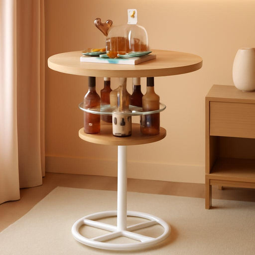 36” High Top Bar Table, Sturdy Frame with Metal Base for Cocktail, Pub, Easy Assembly, Oak