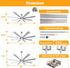 Premium Ergonomic 72inch Brushed Nickel Ceiling Fan