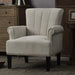 Modern Accent Living Room Chairs, Comfy Polyester Upholstered Club Chair with Rivet Tufted Scroll Arm, Tufted Arm Chair for Living Room, Reading Room, Bedroom,Cream+Polyester