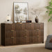 Walnut 10 Drawer Dresser for Bedroom, 63" Wide Fluted Wood Dresser