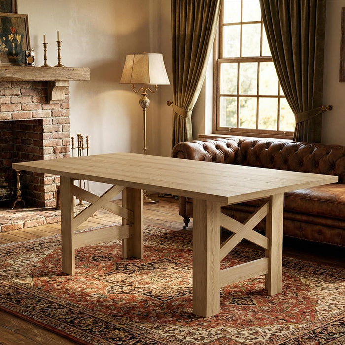 Wood Farmhouse Dining Table for 6-8, Heavy Duty Large Kitchen Table, 70.87" Long Rectangular Dining Room Tables with Strong Legs, Thickness Tabletop, for Big Family, Dinette, Natural