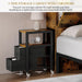 Queen Size Bed Frame with Storage Bookcase Headboard & RGB LED Lights, Slide Out Bedside Storage, Charging Station, Heavy Duty Metal Slats, No Box Spring Needed, Noise-Free, Rustic Brown
